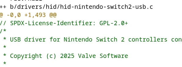 Valve copyright on Switch 2 Linux driver